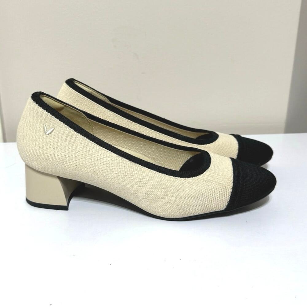 Chic Black and Cream Block Heels